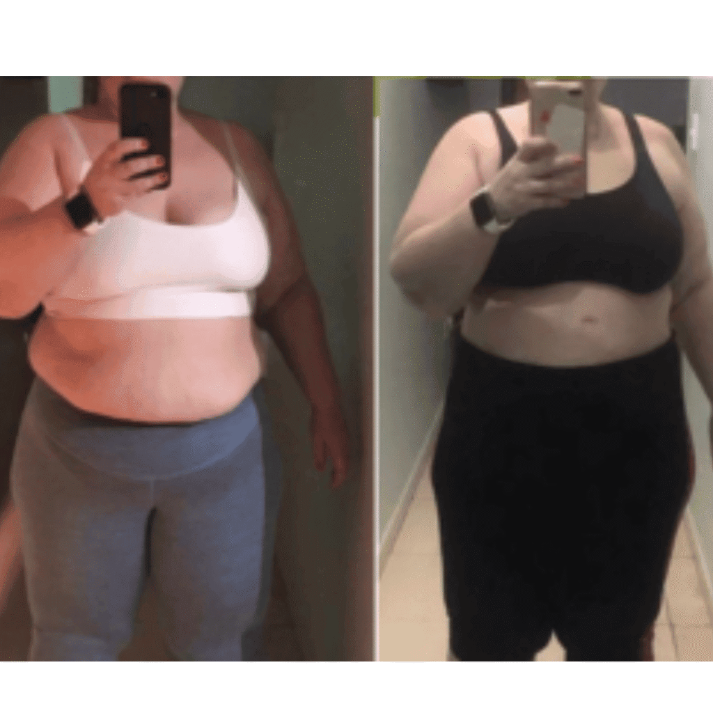 Antes y después de programa online de nutrición de perdida de peso y balance hormonal