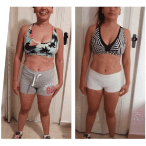 Antes y después de programa online de nutrición de perdida de peso y balance hormonal