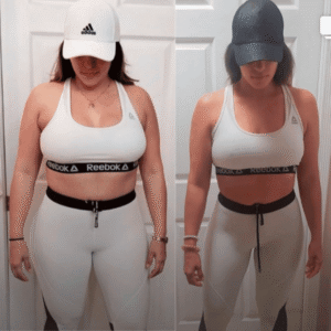Antes y después de programa online de nutrición de perdida de peso y balance hormonal